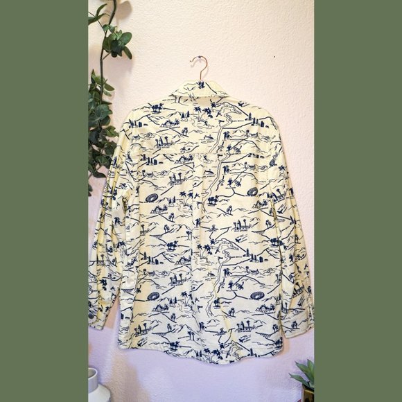 Urban Outfitters BDG Cream and Black Casual Button Down Shirt - Picture 2 of 3